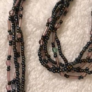 PREMIER DESIGNS necklace bracelet set pink black